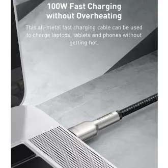 Baseus Cafule Series nabíjecí / datový kabel USB-C samec na USB-C samec s kovovými koncovkami 100W 1m, černá