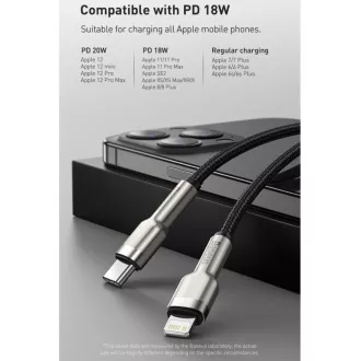 Baseus Cafule Series nabíjecí / datový kabel USB-C na Lightning PD 20W 1m, černá