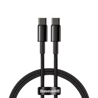 Baseus Tungsten Gold rychlonabíjecí / datový kabel USB-C na USB-C 100W 1m, černá