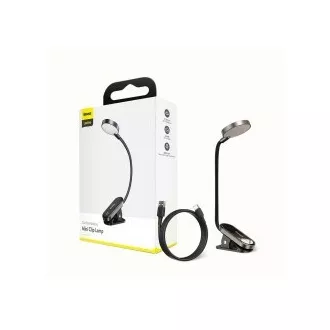 Baseus LED lampa na čtení s klipem, šedá