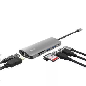 TRUST Dokovací stanice DALYX USB-C 7v1, 1xHDMI, 1xUSB-C, 2xUSB, 1x RJ45, šedá