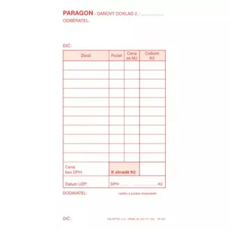 Tiskopis Paragon obchodní 7,5x14,8cm samopropis 50 listů OPTYS