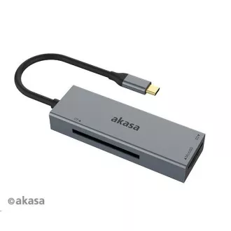 AKASA čtečka karet AK-CR-09BK 3-in-1 (CF, SD, microSD), externí, USB 3.2 Type-C