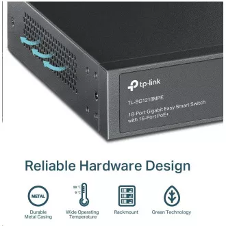 TP-Link CCTV Easy Smart switch TL-SG1218MPE (16xGbE, 2xGbE/2xSFP combo, 16xPoE+, 250W)