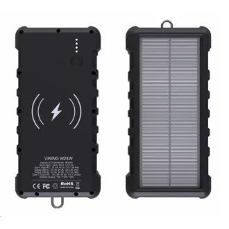 Viking solární outdoorová powerbanka W24W 24000 mAh, bezdrátové nabíjení