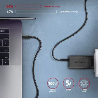 AXAGON BUCM32-CM20AB, SPEED+ kabel USB-C <-> USB-C, 2m, USB 20Gbps, PD 100W 5A, 4k HD, ALU, oplet, černý AXAGON BUCM32-CM20AB, SPEED+ kabel USB-C <-> USB-C, 2m, USB 20Gbps, PD 100W 5A, 4k HD, ALU, oplet, černý