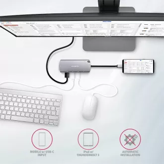 AXAGON HMC-6M2, USB 3.2 Gen 1 hub, porty 2x USB-A, HDMI, RJ-45 GLAN, SATA M.2 slot, PD 100W, kabel USB-C 18cm