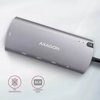 AXAGON HMC-6M2, USB 3.2 Gen 1 hub, porty 2x USB-A, HDMI, RJ-45 GLAN, SATA M.2 slot, PD 100W, kabel USB-C 18cm