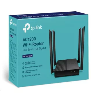 TP-Link Archer C64 OneMesh/EasyMesh WiFi5 router (AC1200, 2, 4GHz/5GHz, 4xGbELAN, 1xGbEWAN)