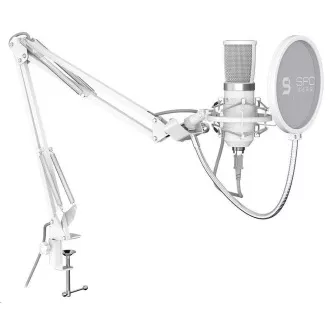 SPC Gear mikrofon SM950 Onyx White / drátový / streamovací / pop filtr / držák proti otřesům / USB / bílá SPC Gear mikrofon SM950 Onyx White / drátový / streamovací / pop filtr / držák proti otřesům / USB / bílá
