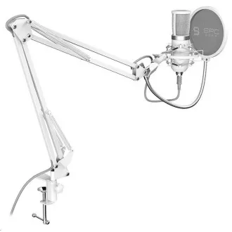SPC Gear mikrofon SM950 Onyx White / drátový / streamovací / pop filtr / držák proti otřesům / USB / bílá SPC Gear mikrofon SM950 Onyx White / drátový / streamovací / pop filtr / držák proti otřesům / USB / bílá