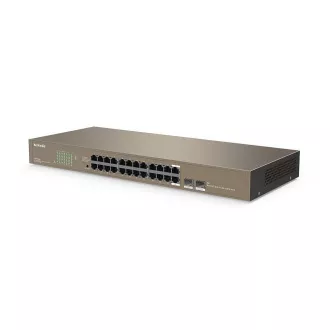 Tenda TEG1024F - 22-port Gigabit Ethernet Switch + 2x Combo SFP/RJ45, 10/100/1000 Mbps, Fanless, Rackmount, Kov - Rozbalené