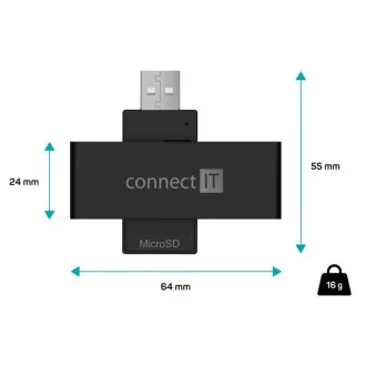 CONNECT IT USB čtečka eObčanek a čipových karet, černá