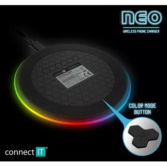 CONNECT IT bezdrátová nabíječka NEO QiRGB, herní, 10 W, černá