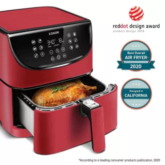 Cosori CP158-AF PREMIUM – 5.5L horkovzdušná fritéza + 5x špíz a gril. rošt, red