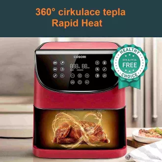 Cosori CP158-AF PREMIUM – 5.5L horkovzdušná fritéza + 5x špíz a gril. rošt, red