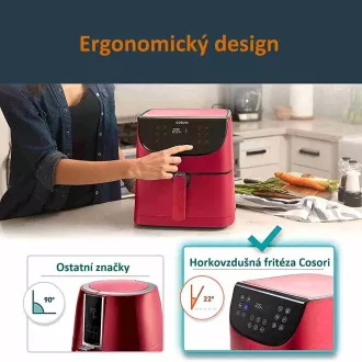 Cosori CP158-AF PREMIUM – 5.5L horkovzdušná fritéza + 5x špíz a gril. rošt, red