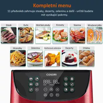 Cosori CP158-AF PREMIUM – 5.5L horkovzdušná fritéza + 5x špíz a gril. rošt, red