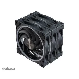 AKASA ventilátor SOHO AR, 12cm ARGB PWM fan 3pcs bundle + FLEXA FP5H AK-CBFA08-30BK + ARGB LED splitter AK-CBLD07-50BK