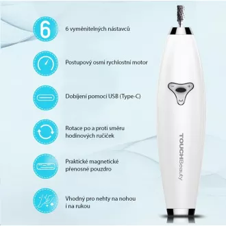 TOUCHBeauty 1733 Bruska na manikúru a pedikúru 6v1