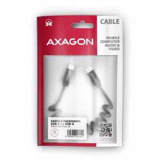 AXAGON BUCM-CM10TB, TWISTER kabel USB-C <-> USB-C, 0.6m, USB 2.0, PD 60W 3A, ALU, tpe, černý