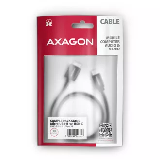 AXAGON BUMM3-CM10AB, SPEED kabel Micro-B USB <-> USB-C, 1m, USB 3.2 Gen 1, 3A, ALU, tpe, černý