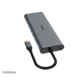 AKASA Dokovací stanice USB-C 14v1, USB-C (power+data), USB 2.0, 2xHDMI, VGA, RJ45, USB 3.2, čtečka karet, 3, 5mm jack