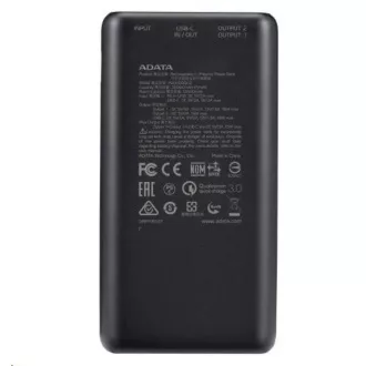 ADATA PowerBank P20000QCD - externí baterie pro mobil/tablet 20000mAh, 2, 1A, černá (74Wh) ADATA PowerBank P20000QCD - externí baterie pro mobil/tablet 20000mAh, 2, 1A, černá (74Wh)