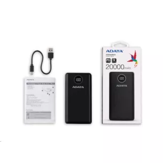ADATA PowerBank P20000QCD - externí baterie pro mobil/tablet 20000mAh, 2, 1A, černá (74Wh) ADATA PowerBank P20000QCD - externí baterie pro mobil/tablet 20000mAh, 2, 1A, černá (74Wh)