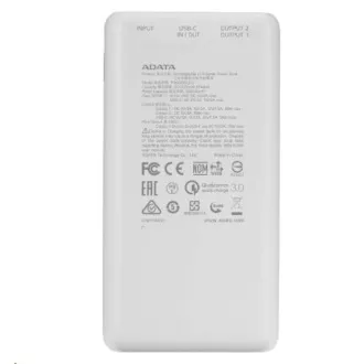 ADATA PowerBank P20000QCD - externí baterie pro mobil/tablet 20000mAh, 2, 1A, bílá (74Wh)
