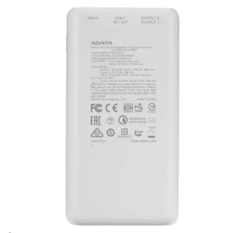 ADATA PowerBank P20000QCD - externí baterie pro mobil/tablet 20000mAh, 2, 1A, bílá (74Wh) ADATA PowerBank P20000QCD - externí baterie pro mobil/tablet 20000mAh, 2, 1A, bílá (74Wh)