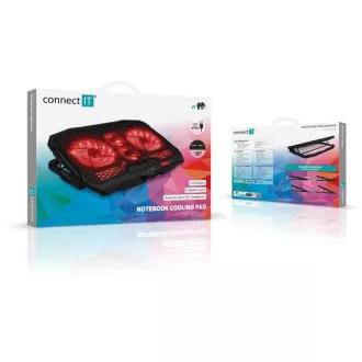 CONNECT IT FrostWind chladící podložka pod notebook s červeným podsvícením, černá