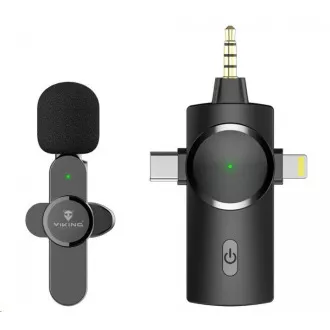 Viking bezdrátový mikrofon s klipem M360, konektor USB-C / Lightning / 3, 5 mm jack