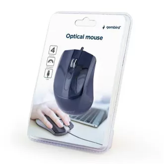 GEMBIRD myš MUS-4B-01, drátová, optická, 1200 dpi, USB, černá