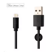 Fixed datový a nabíjecí kabel, USB-A -> Lightning (MFI), 20 W, délka 1 m, černá