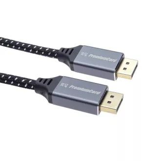 PREMIUMCORD Kabel DisplayPort 1.4 přípojný kabel, kovové a zlacené konektory, 1m