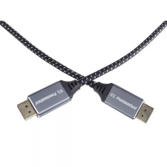 PREMIUMCORD Kabel DisplayPort 1.4 přípojný kabel, kovové a zlacené konektory, 1m