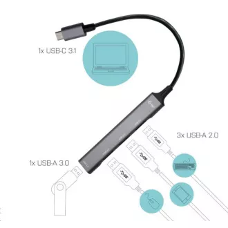 i-tec USB-C Metal HUB 1x USB 3.0 + 3x USB 2.0