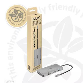 Club3D hub USB-C, 9-in-1 hub s HDMI, VGA, 2x USB Gen1 Type-A, RJ45, 100W PD Club3D hub USB-C, 9-in-1 hub s HDMI, VGA, 2x USB Gen1 Type-A, RJ45, 100W PD
