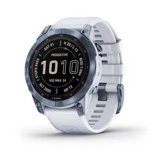 Garmin fenix 7 Sapphire Solar, Titan Blue/ White Silicone Band