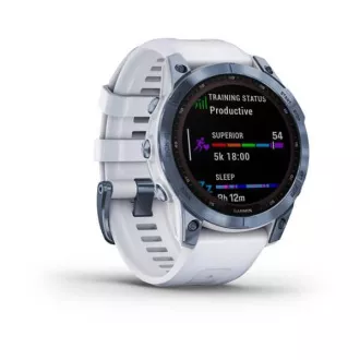 Garmin fenix 7 Sapphire Solar, Titan Blue/ White Silicone Band