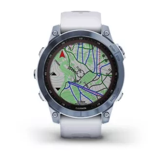Garmin fenix 7 Sapphire Solar, Titan Blue/ White Silicone Band