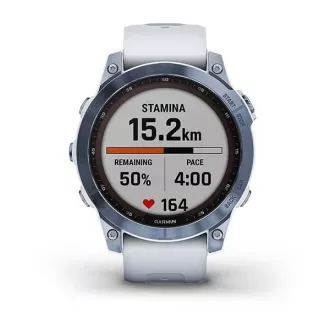 Garmin fenix 7 Sapphire Solar, Titan Blue/ White Silicone Band