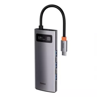 Baseus Metal Gleam Series 5v1 HUB Type-C (USB-C PD 100W, 3* USB 3.0, HDMI) šedá Baseus Metal Gleam Series 5v1 HUB Type-C (USB-C PD 100W, 3* USB 3.0, HDMI) šedá