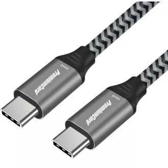 PREMIUMCORD Kabel USB-C (USB 3.2 Gen 2, 3A, 60W, 20Gbit/s) bavlněný oplet, 0, 5m