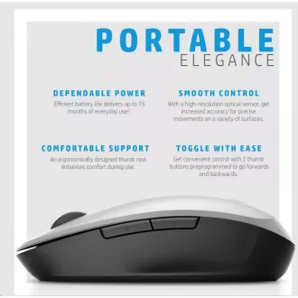 HP Dual Mode Silver Mouse 300 - bluetooth myš, připojení ke dvou PC zároveň HP Dual Mode Silver Mouse 300 - bluetooth myš, připojení ke dvou PC zároveň