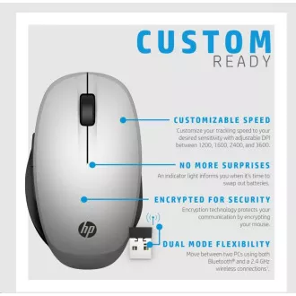 HP Dual Mode Silver Mouse 300 - bluetooth myš, připojení ke dvou PC zároveň HP Dual Mode Silver Mouse 300 - bluetooth myš, připojení ke dvou PC zároveň