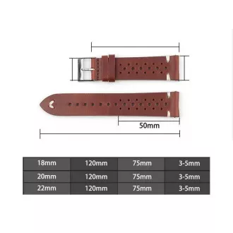 RhinoTech univerzální řemínek Genuine Leather Quick Release 20mm hnědý
