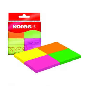 Bloček samolepící 40x50mm 4 neon barvy 4x50 listů Kores