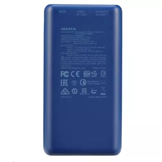 ADATA PowerBank P20000QCD - externí baterie pro mobil/tablet 20000mAh, 2, 1A, modrá (74Wh) ADATA PowerBank P20000QCD - externí baterie pro mobil/tablet 20000mAh, 2, 1A, modrá (74Wh)